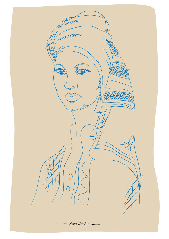 Mujer kachin, dibujo de Montse Noguera